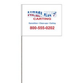 2-Color 4" x 5" Custom White High Gloss Poly Marking Flag with 30" Wire Staff